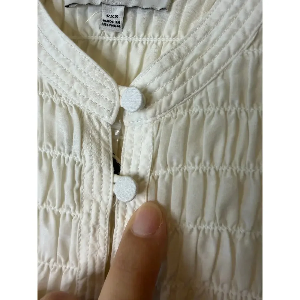 Madewell Cream Smocked Yoke Button-Front Blouse